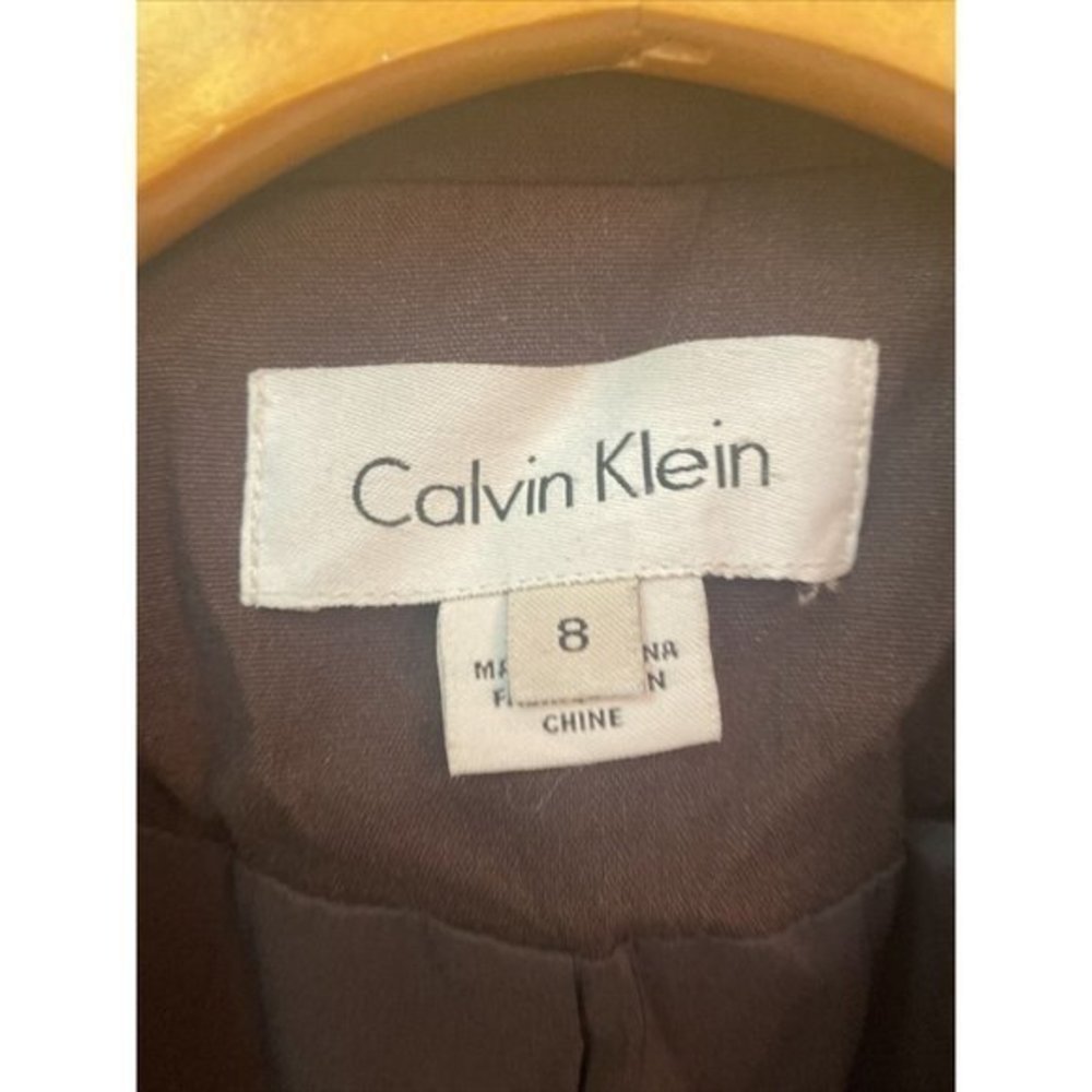 Womens Calvin Klein Solid Brown Lined Blazer Size - image 2